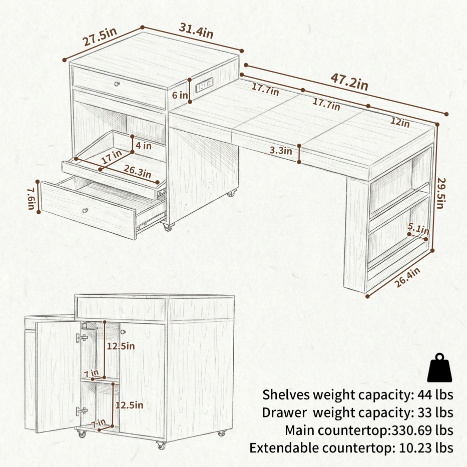 78.8inch Rolling Kitchen Island With 3-Stage Extendable Dining Table Seats 6-8,Built-in Power Outlet, Ample Storage Drawers & Cabinets,Mobile On Wheels - High-Density MDF,Easy Assembly Walnut