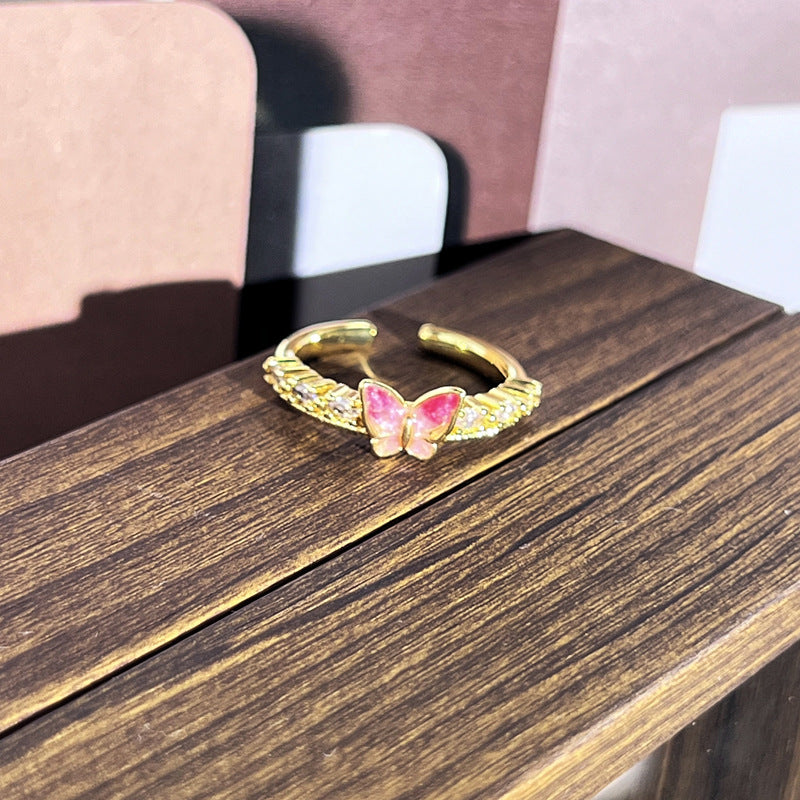 Premium Multihued Glaze Flower Enamel Ring Sweet Cool Retro Women Gift Ring