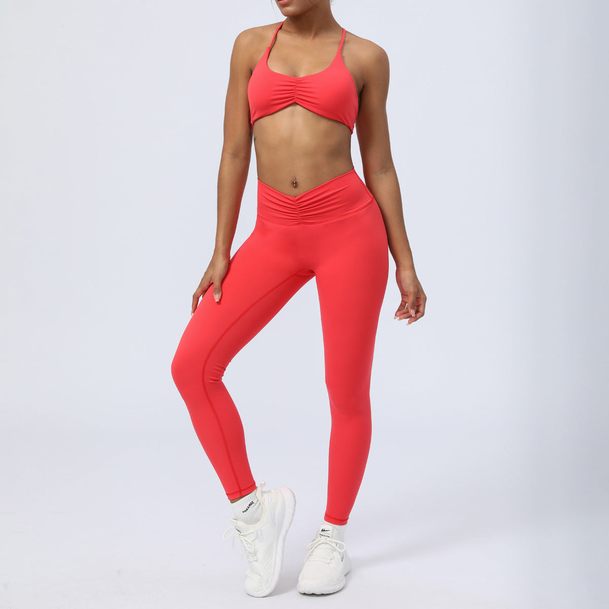 Nude Feel Workout Clothes Suit Y-shaped Beauty Back Yoga Clothes With Chest Pad