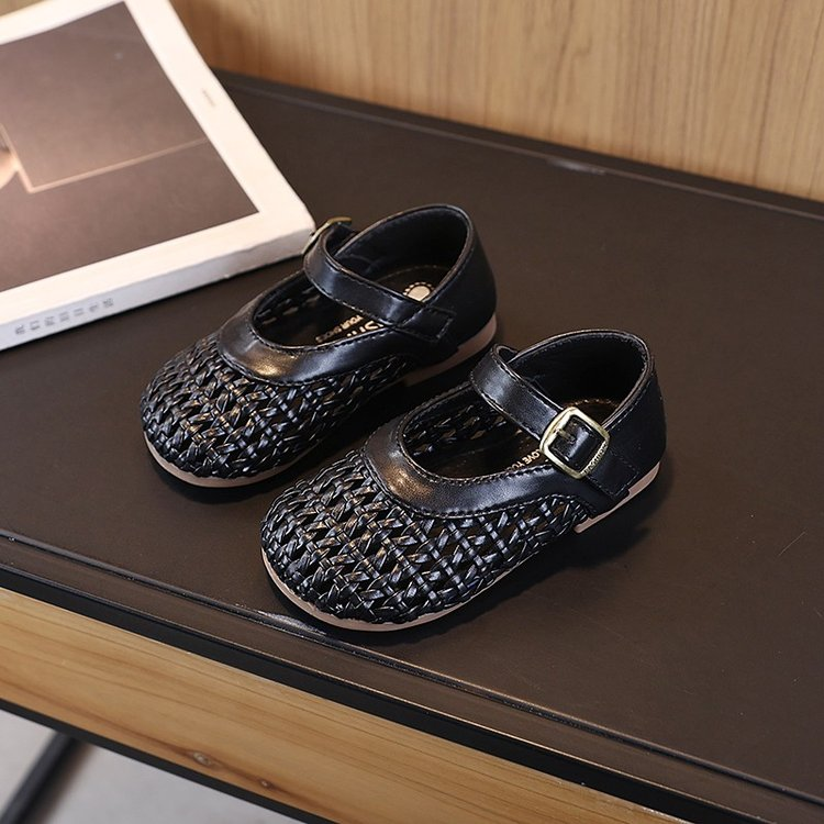 2026 New Summer Kids Hollow Woven Sandals, Korean Closed Toe Girls Sandals For 6-12 Years Old
