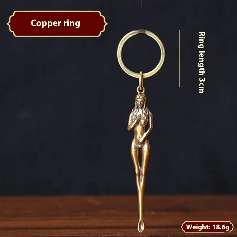 Brass Ear Pick Three-dimensional Beauty Ear Pick Creative Handicraft Car Key Pendant