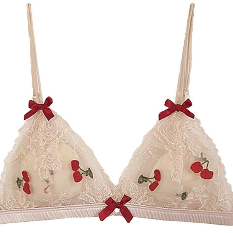 Sexy Beauty Back Women's Underwear Cute Pure Lace Without Steel Ring