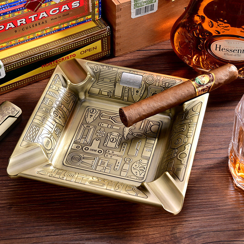 Gift-Ready Copper Metal Pattern-Engraved Household Ashtray