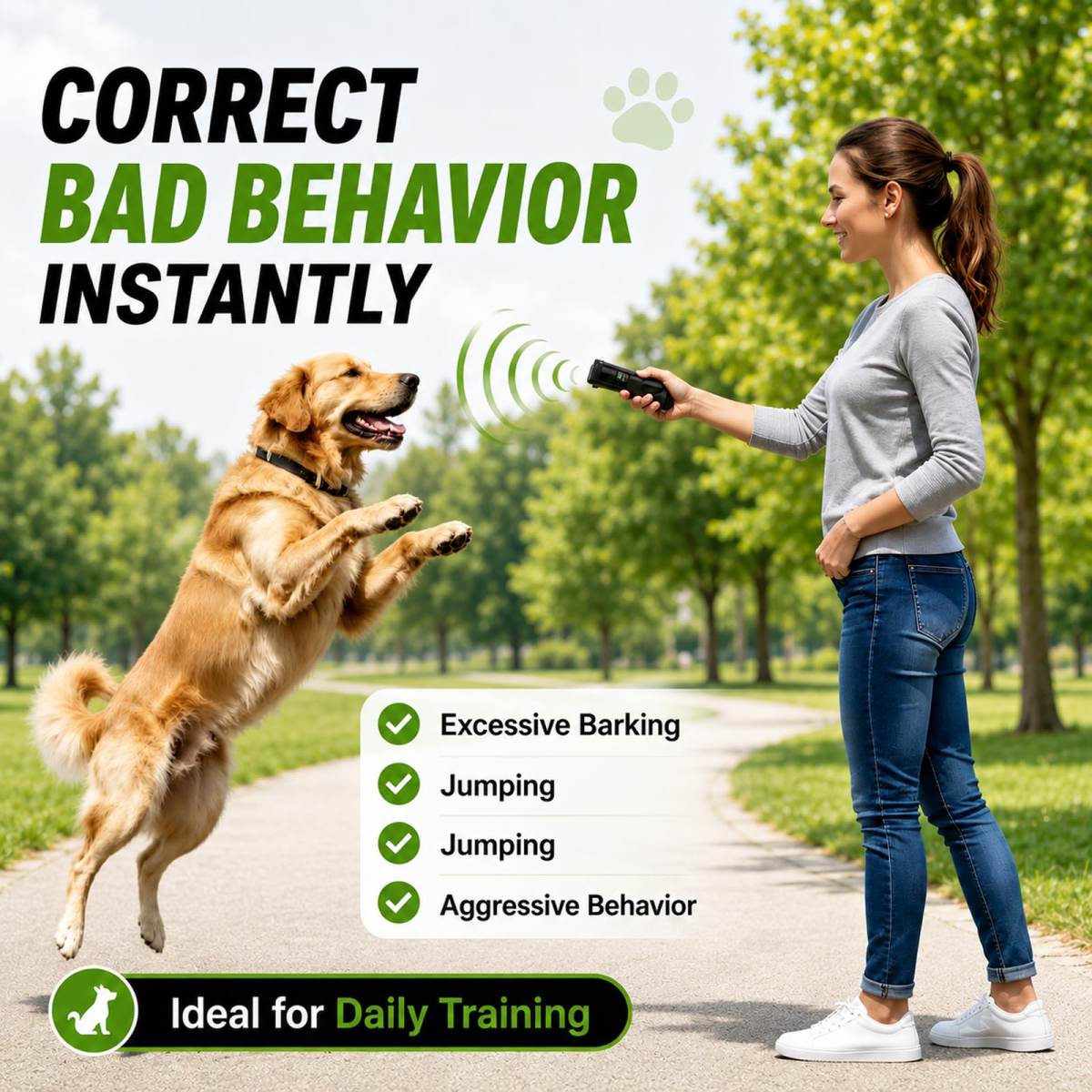 Trainer Ultrasonic For Dogs, Anti Barking Device For Dogs, 32 Ft Range Barks No More, Dog Training Device Safe & Rechargeable For Indoor &Outdoor