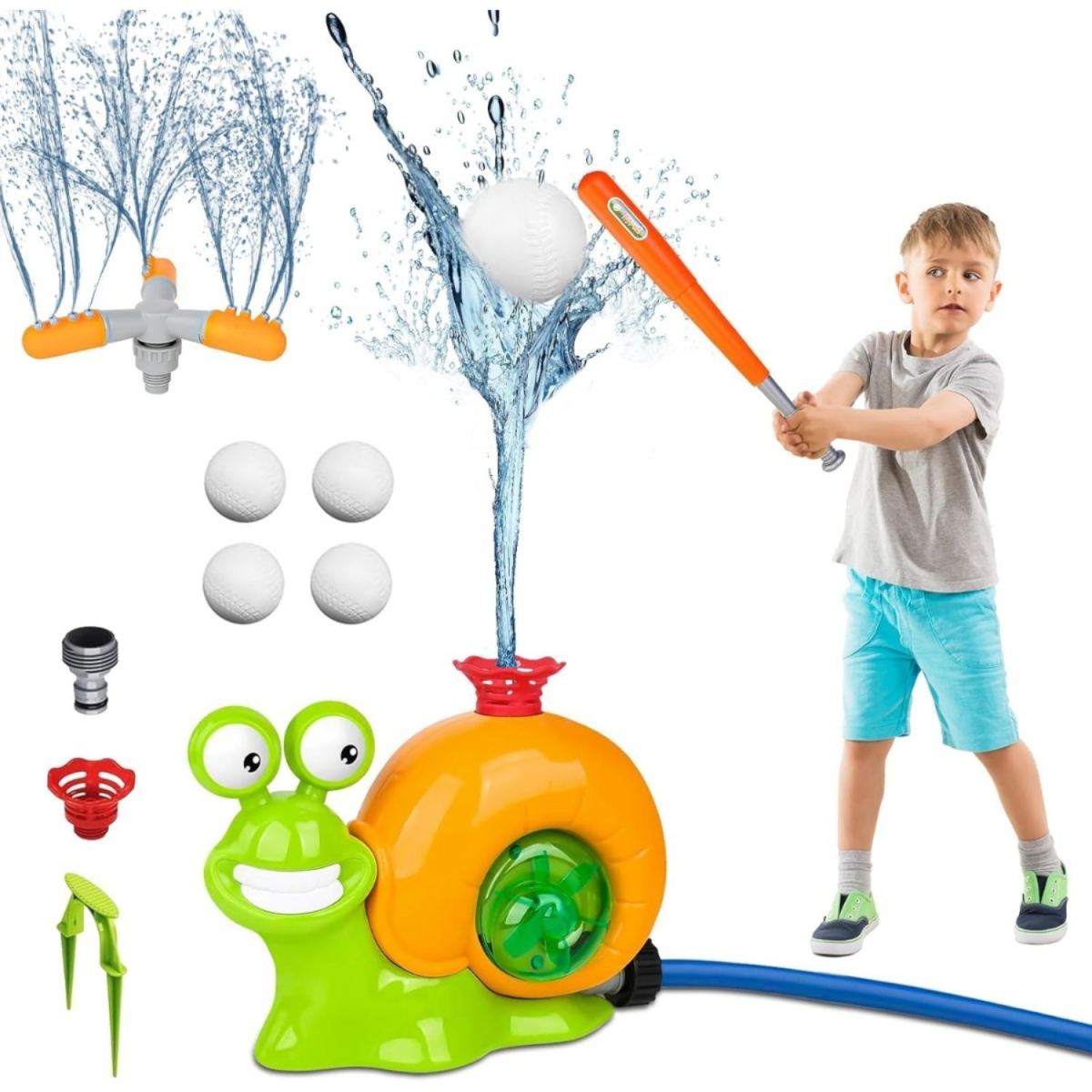 Party Gifts 2-in-1 Water Sprinkler Water Snail Baseball Toy Garden Lawn Water Toy Outdoor Summer Lawn Sprinkler Water Games Outdoor Garden Toy