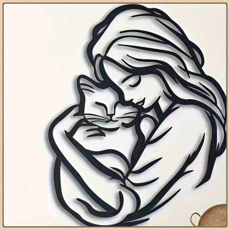 Beauty And Cat Living Room Cafe Wrought Iron Wall Decoration