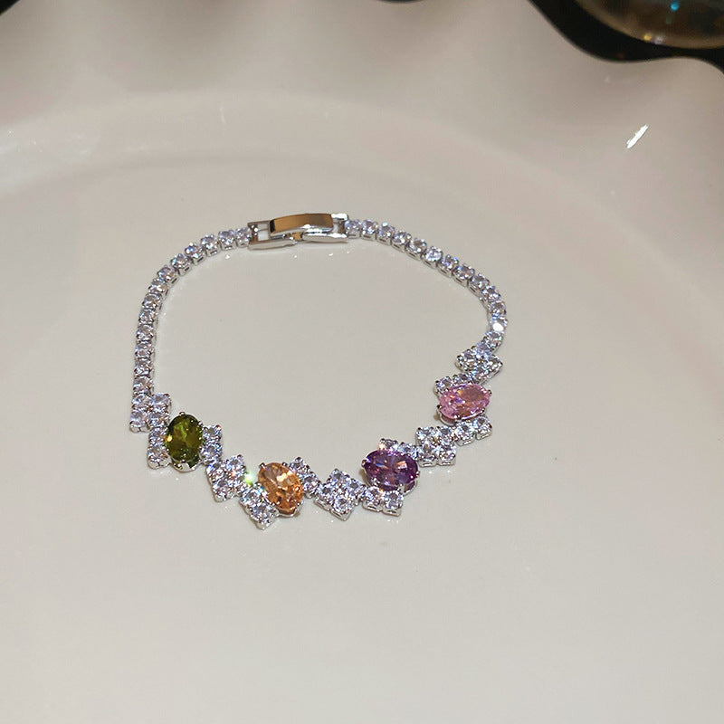 Western Style Cubic Zirconia Love Heart Bracelet Dainty Premium Bangle Chic Unique Trendy Fashion Jewelry