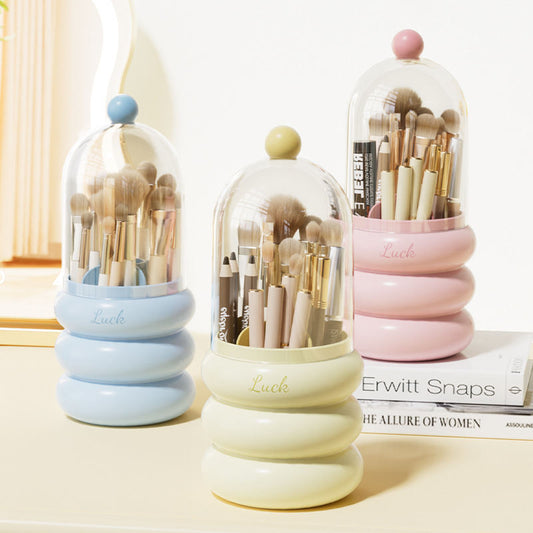 Dustproof Rotating Makeup Brush Holder With Lid