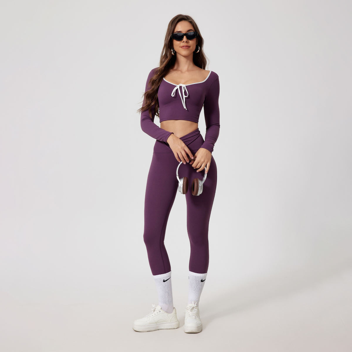 Round-neck High Waist Quick-drying Long Sleeve Yoga Wear Suit