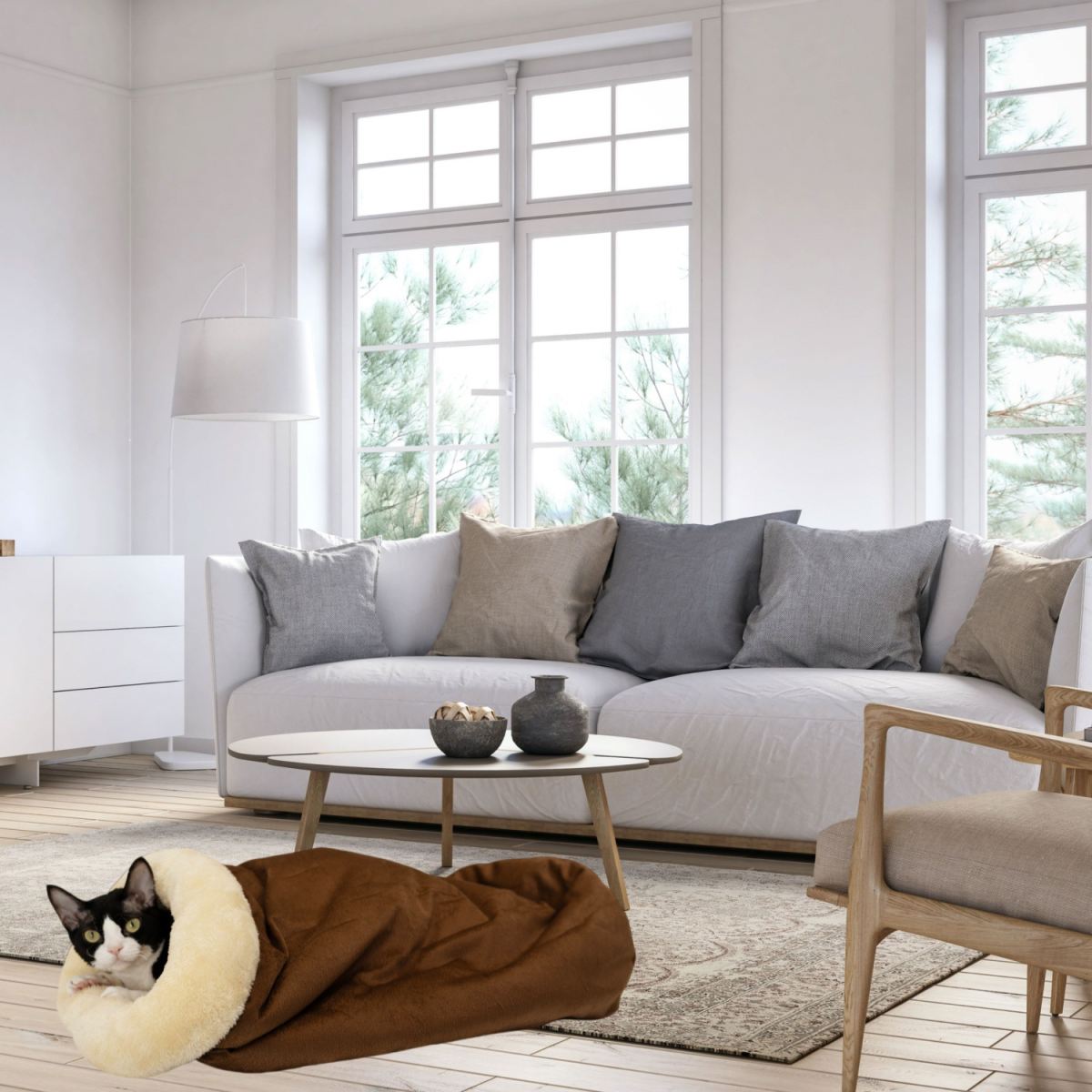 Pet Bed Winter Fleece-Lined Warm Cat Bed