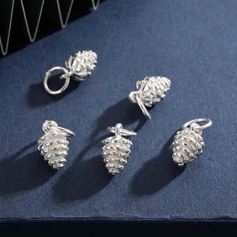 1 Pair 999 Sterling Silver Twisted Pine Cone Drop Earrings, Forest Style, Perfect For Daily Wear And Valentine's Gift