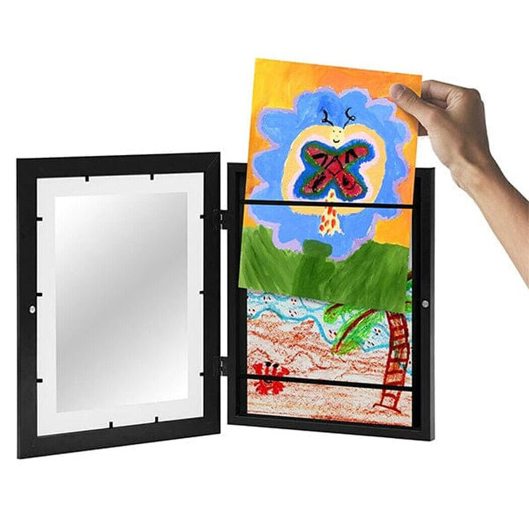 A4 Art Display Frame Kids Frames Photo Picture Crafts Drawing Storage Xmas Gifts-black