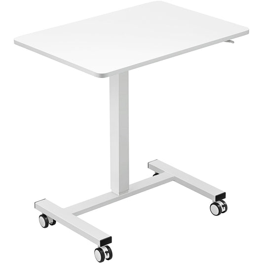 Mobile Standing Desk, 28"-44" Gas-Spring Height Adjustable Sit-Stand Desk, 4 360° Swivel Wheels (2 Lockable) Portable Rolling Laptop Table Computer Cart For Home Office School, 40LBS Loading