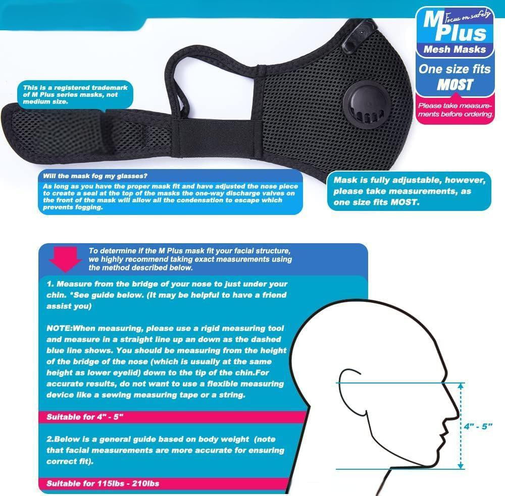 Sport Cycling Face Mask With Active Carbon Filter Breathing Valves Washable