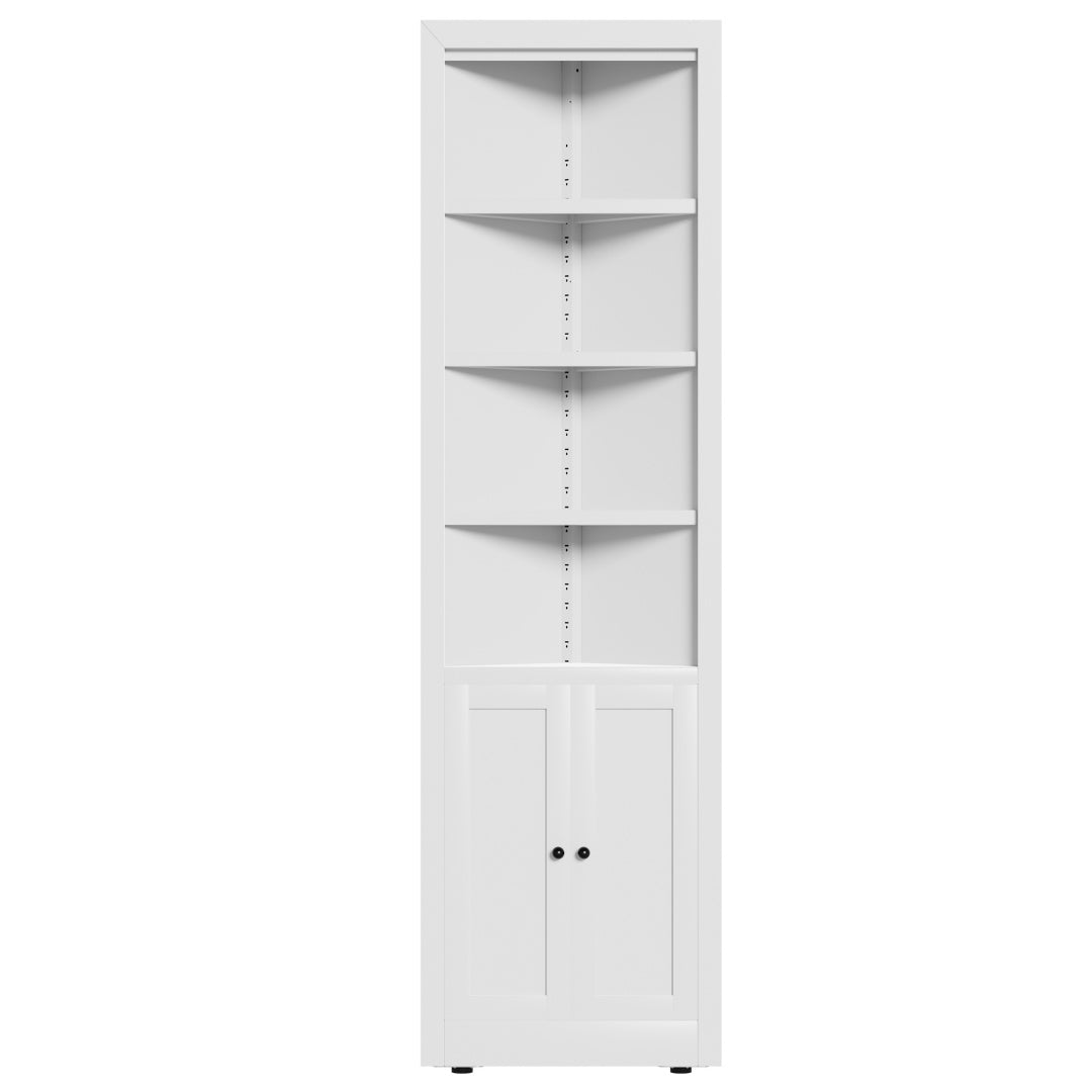 71in Tall Corner Storage Cabinet With 2 Doors, 5-Tier Metal Cabinet With Adjustable Shelves, Freestanding Kitchen Storage For Pantry, Living Room, Bathroom, Laundry Room, Space Saving Furniture, White