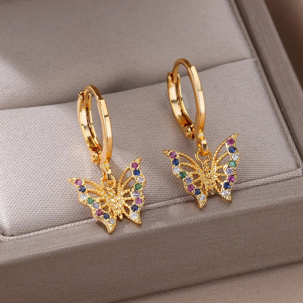 Diamond Butterfly Titanium Steel Ear Clip Women's Light Luxury Accessories