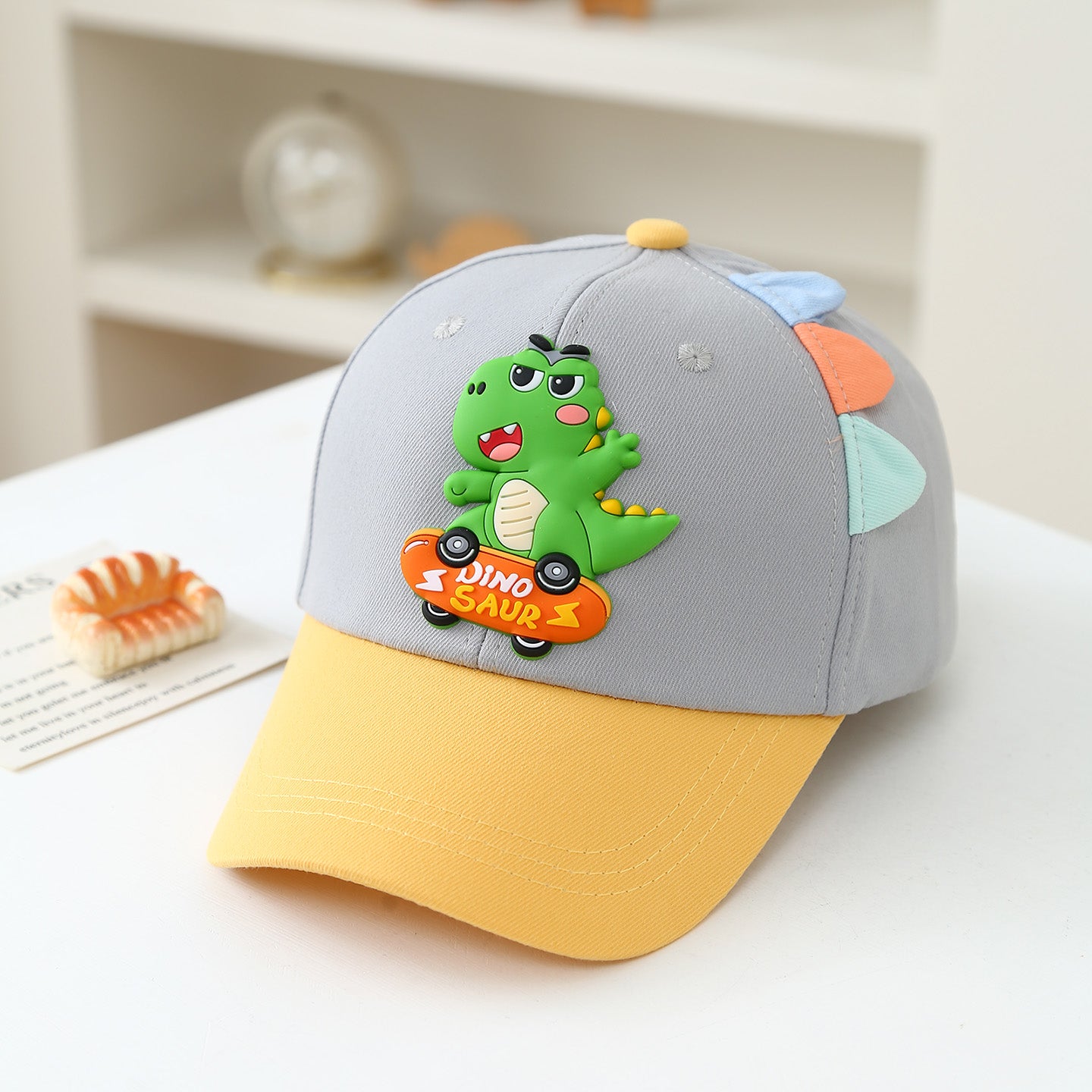 Summer Children's Skateboard Green Dinosaur Cardigan Ventilated Beanie Hat For Babies Outdoor Sun Protection Daily Sunshade Baseball Cap