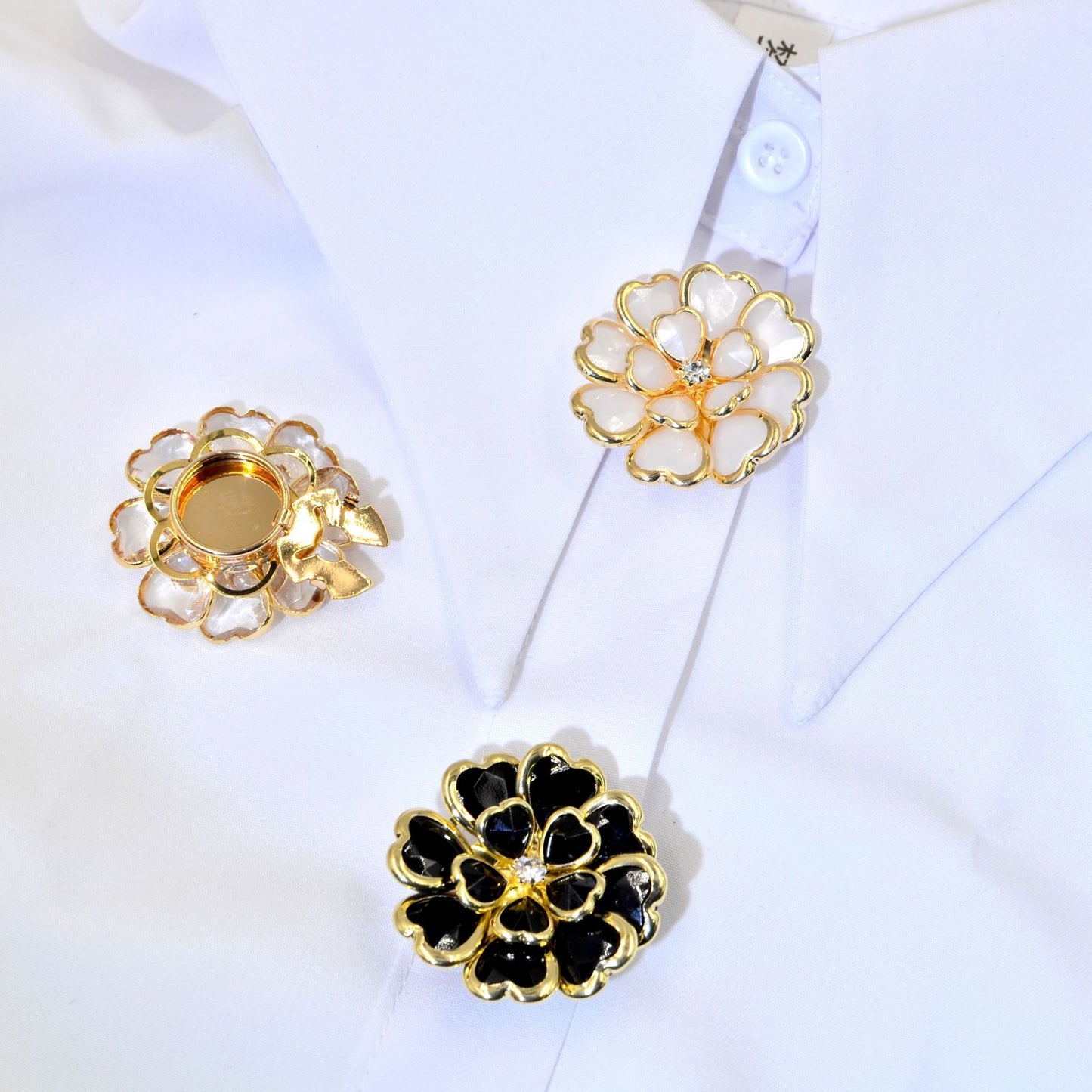 Best-selling Shirt Buttons Drop Oil Flower Bronze Diamond Buttons Set Brooch Buttons