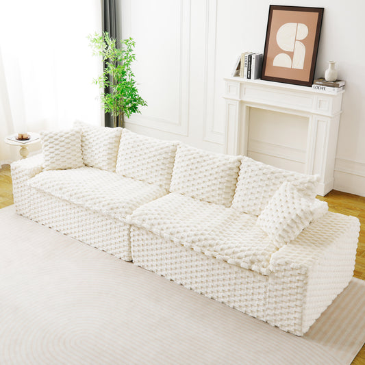 Luxury White Turtle Velvet Multifunctional Sofa - Arrangeable In Single Row, Side-by-Side Or Facing Each Other, Stylish Living Room Furniture For Cozy Home Decor