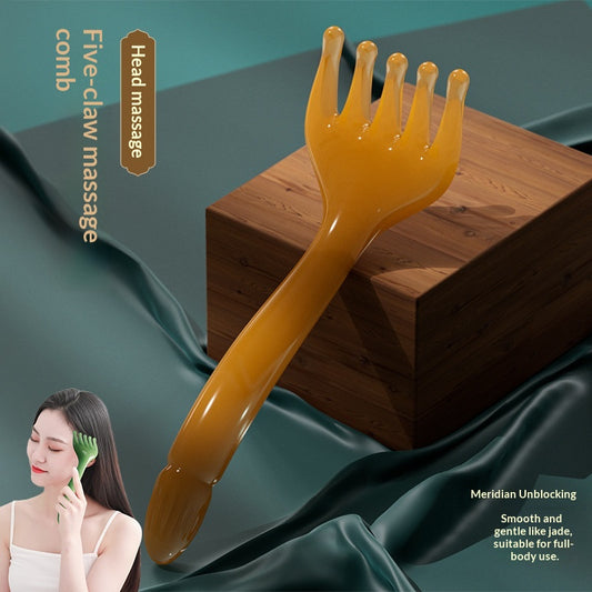 Resin Five-prong Massage Comb, Head Massager For Meridians And Acupoints
