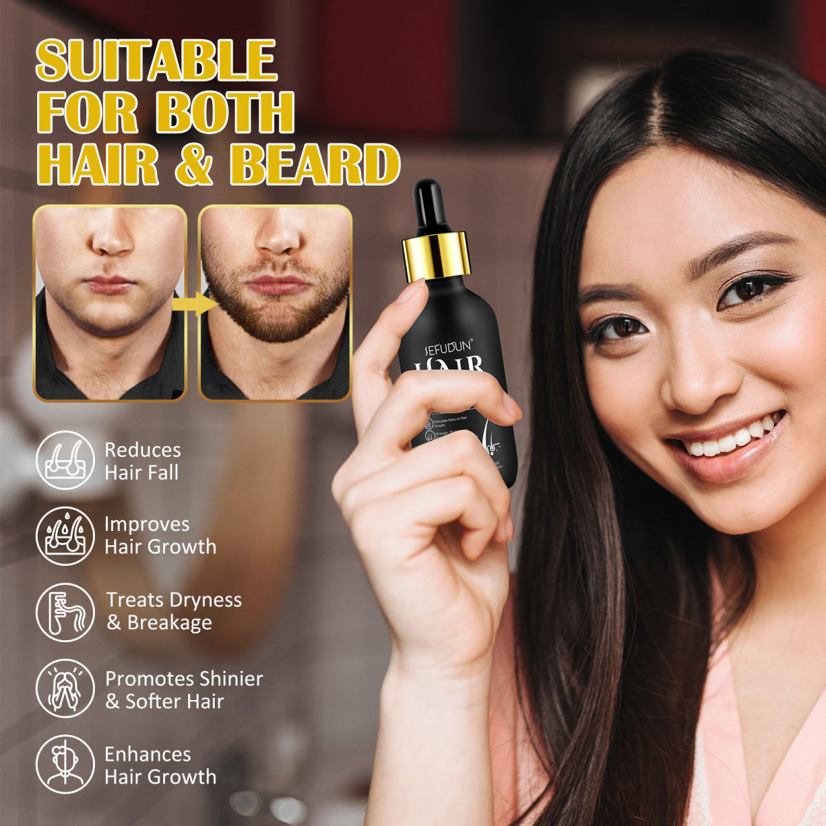 SEFUDUN Micro Needle Roller Scalp Massage Hair Care Essential Oil
