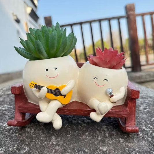 Home Office Succulent Planter Seated Double-planter