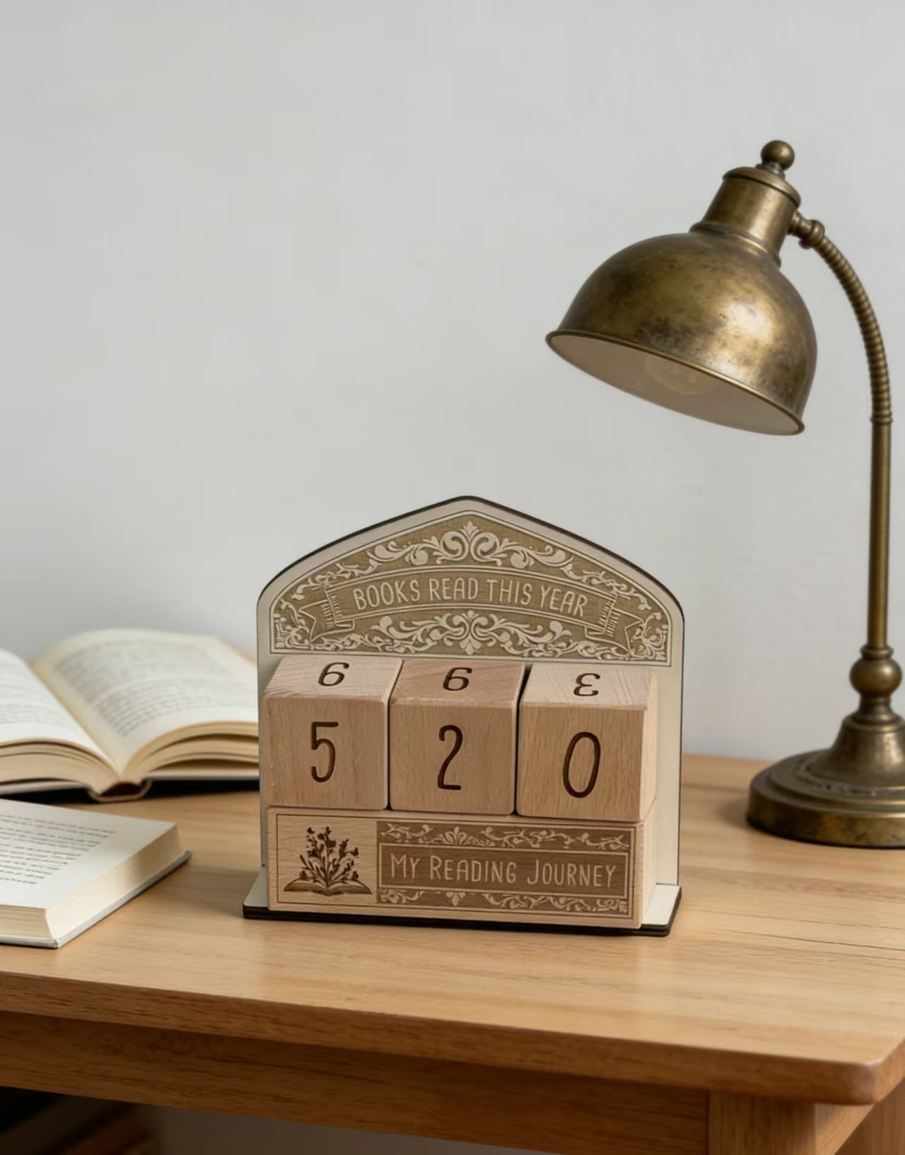 Wooden Reading Counter Blocks My Reading Journey Book Tracker Calendar Books Read This Year Desk Decor