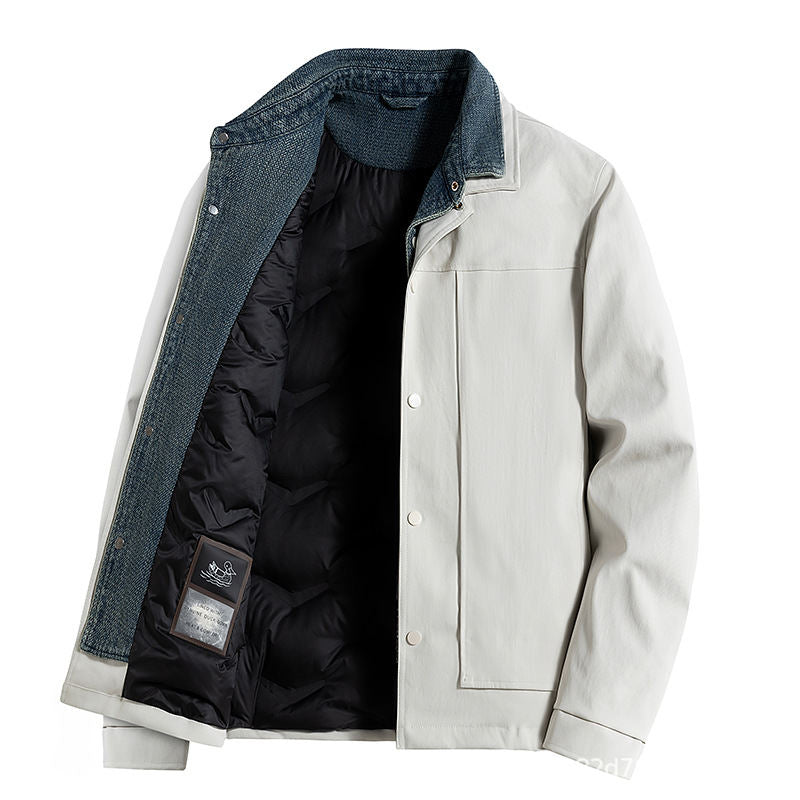 Men's Jacket Fake Two-Piece Korean-Style Trendy Loose Mens