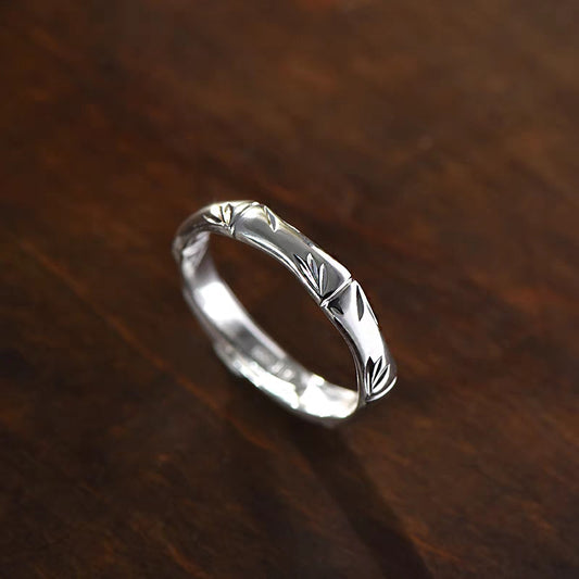 1pc 999 Sterling Silver Bamboo Joint Open Ring, Minimalist & Traditional Chinese Style, Perfect For Daily, Dating & Gifting, Ideal Valentine's Gift