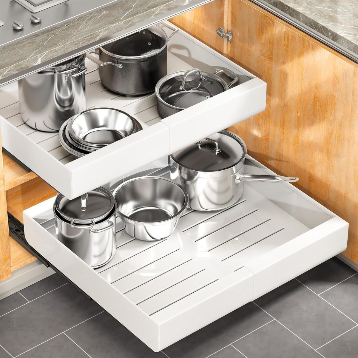 Kitchen Cabinet Telescopic Seasoning Bottle And Jar Storage Basket