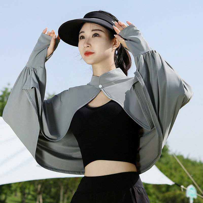 Womens Summer Sun-Protection Long Cape For Outdoor Cycling