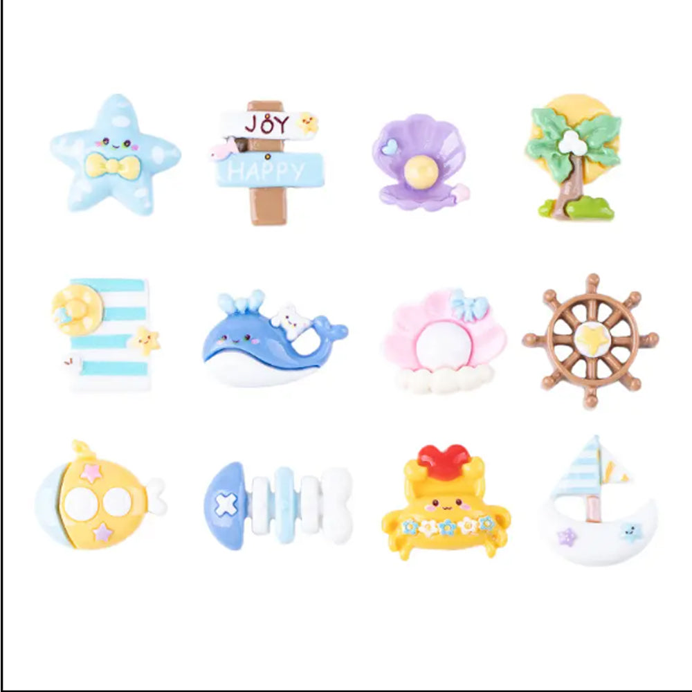 25PCS Ocean & Beach Theme -Mini Resin Seashell Starfish, Decor For Fridge, Office, Lockers, Shoes & Gifts
