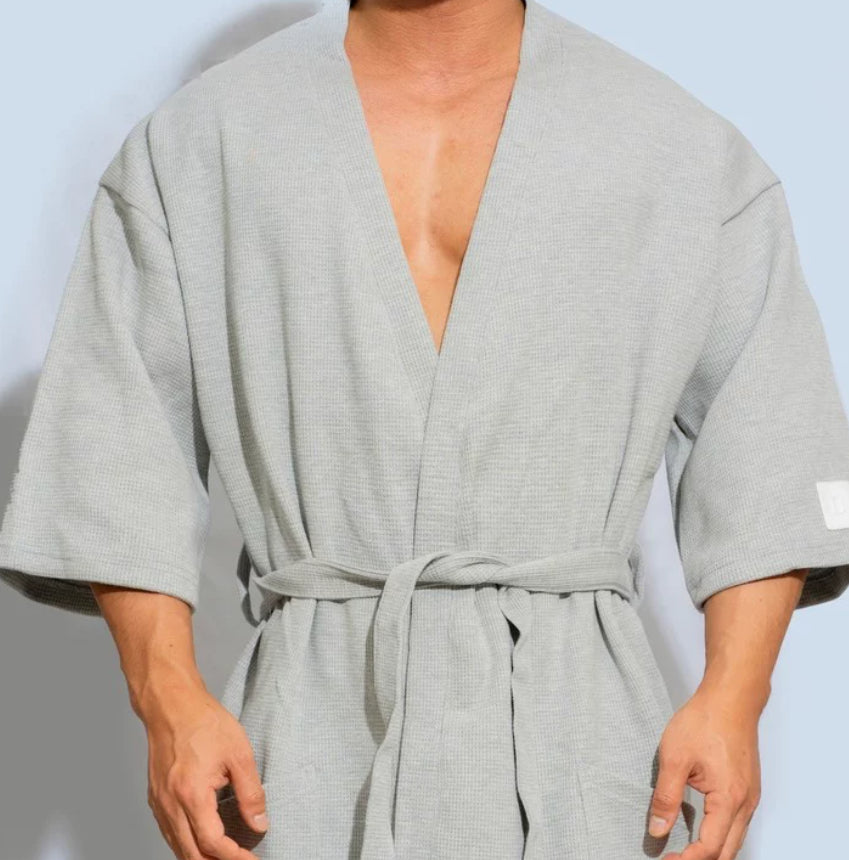 Cotton Solid-color Minimalist Bathrobe Casual For Home