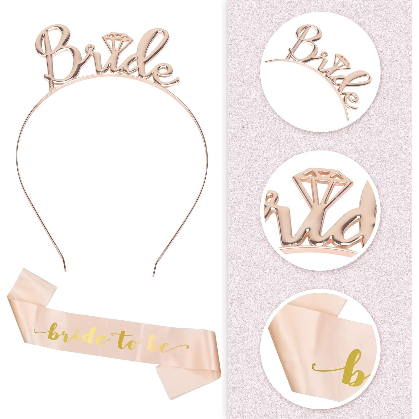 4-Piece Bride-to-Be Party Set With Rose Gold Banner For Wedding Reception Decorations—Event And Party Supplies