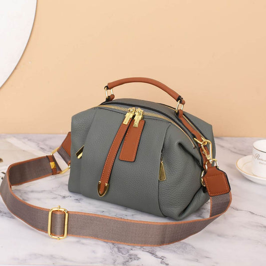 Korean-style Versatile Top-grain Leather Tote And Shoulder Bag