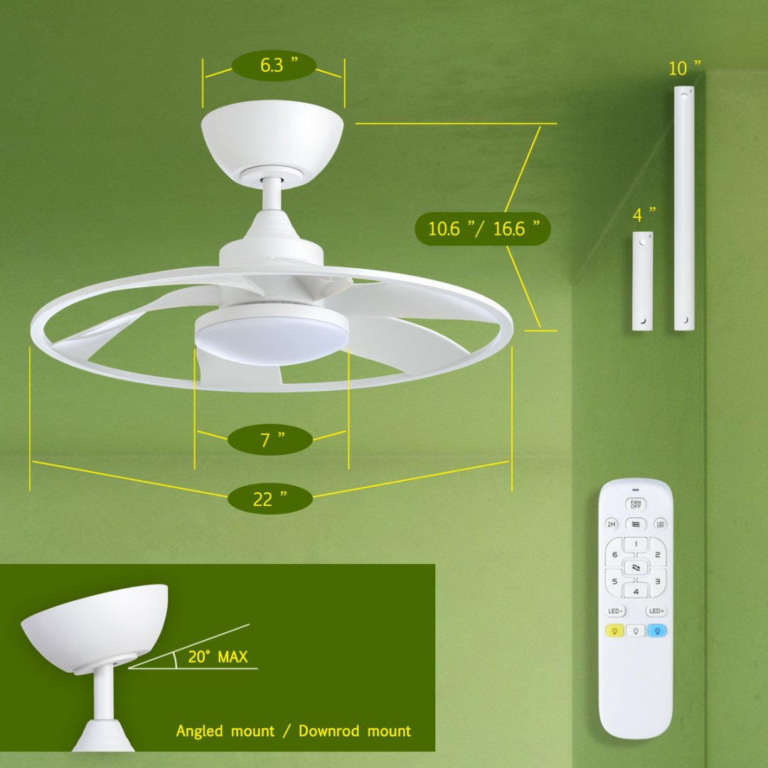 Light Pro 22 In. LED Indoor Matt White Smart Ceiling Fan With DC Motor