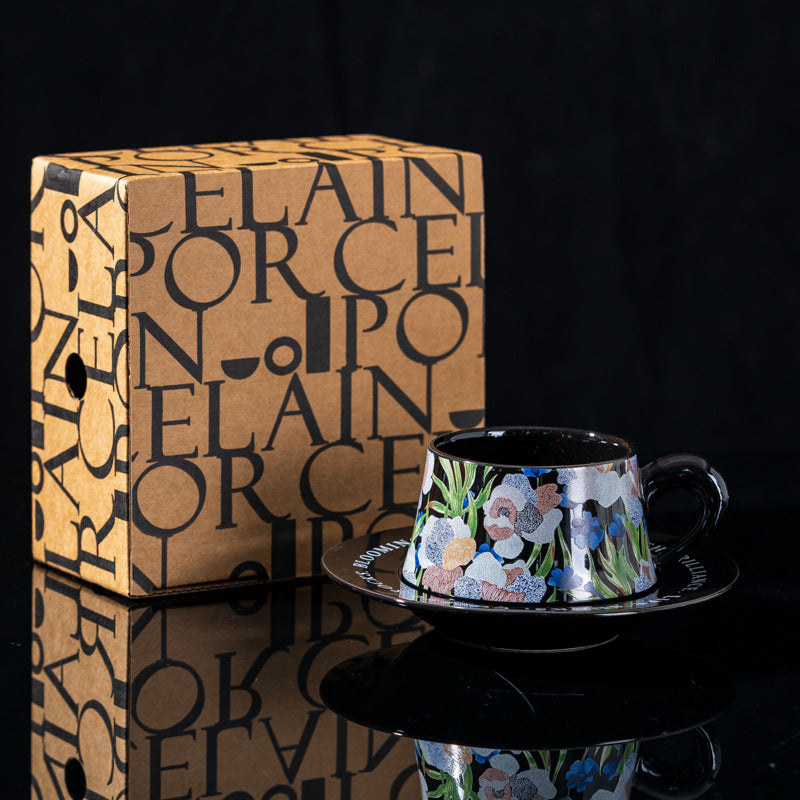 Affordable Luxury Original Iris Flower Ceramic Coffee Cup Gift Set
