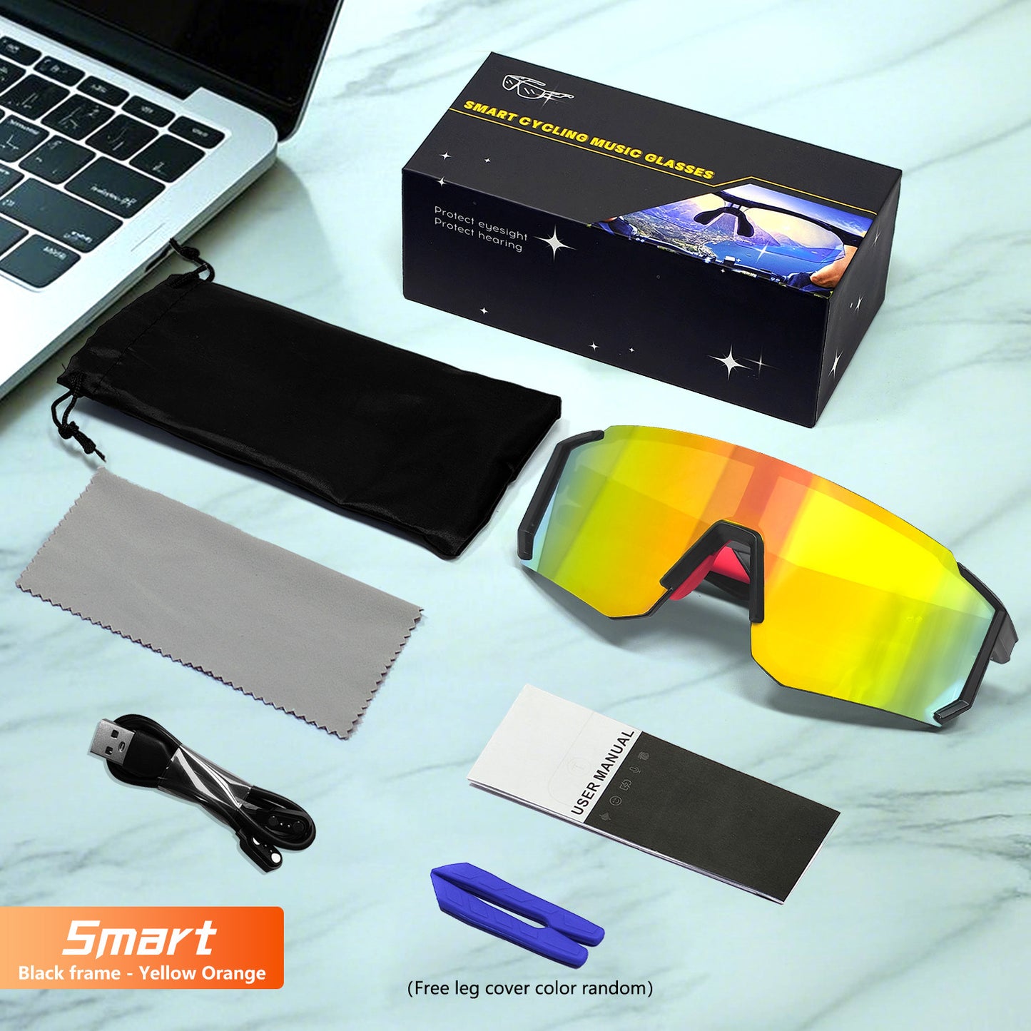Outdoor Sports Cycling Bluetooth Glasses Music Audio Windproof Smart Goggles