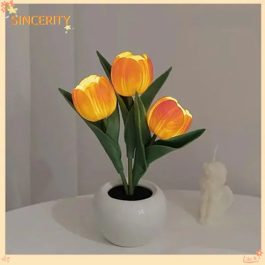 Tulip Lamp - LED Replica Tulip Table Lamp With Flower Vase For Desktop Decoration. Suitable For Home, Living Room, Desktop Decoration, Holiday Gifts, Atmosphere Decoration Lamps. Powered By USB