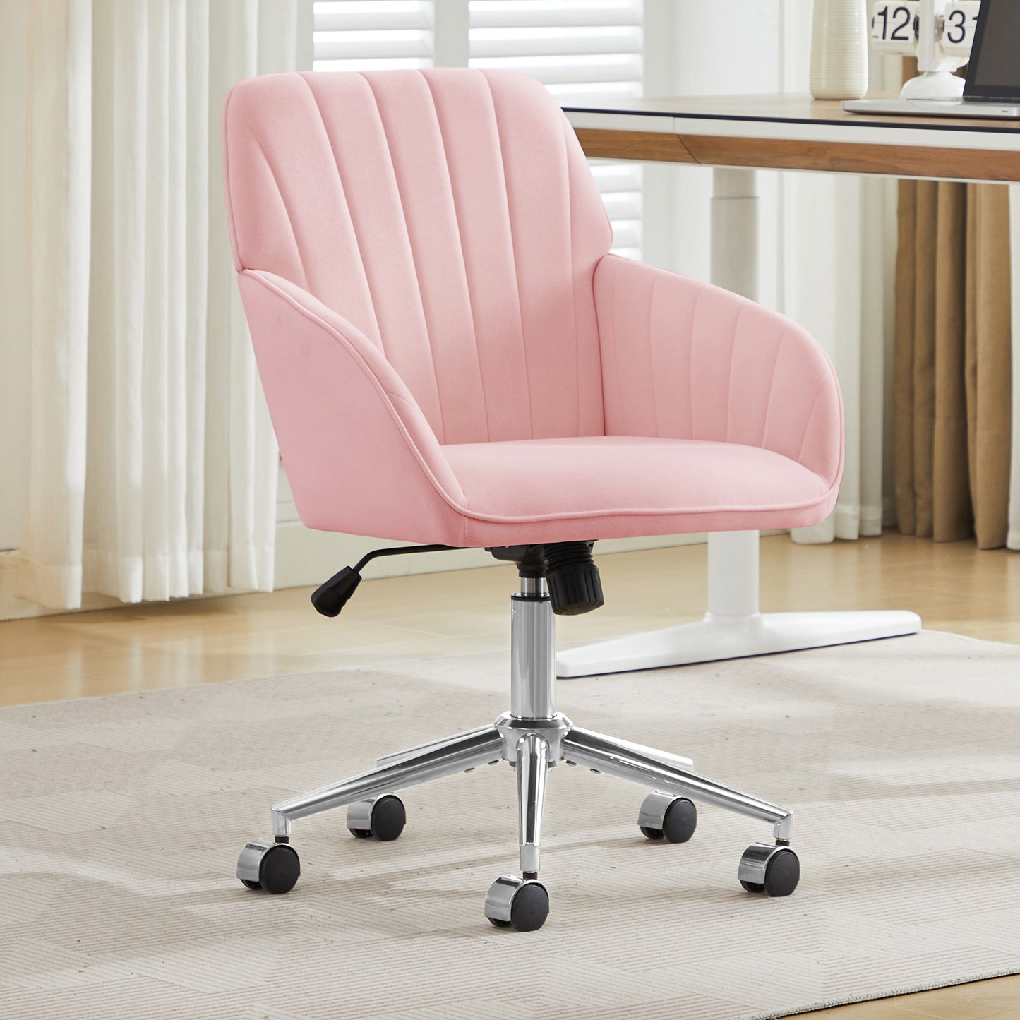 Height-adjustable Office Swivel Chair For Home And Bedroom, Ergonomic Swivel Chair With Backrest, Suitable For Long Periods Of Sitting.