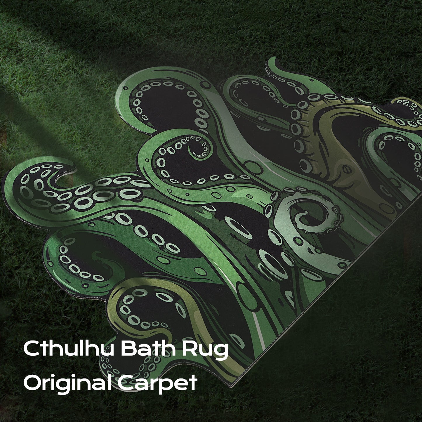 Green And Purple Cthulhu Rugs Water Absorbent Bath Mat Octopus Anime Rug Graphic Gothic Bathroom Rugs Fantasy Decorate, Non Slip Backing, Unique Gift & Decor For Gamers, 27x18 In