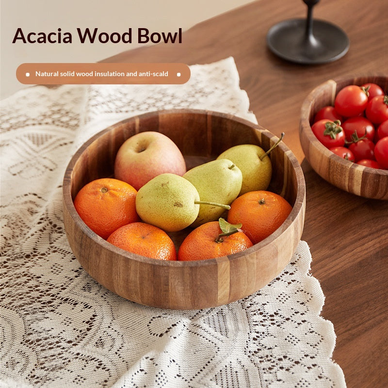 Hand-Painted Acacia Wood Salad Bowl For Home Use