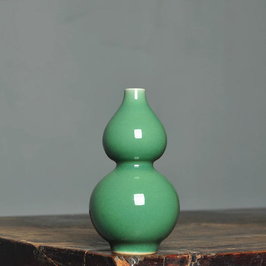 Celadon Mini Gourd Tea Table Ornament Vase Fu Lu Charm Hand-carrying Item For Casual Handling