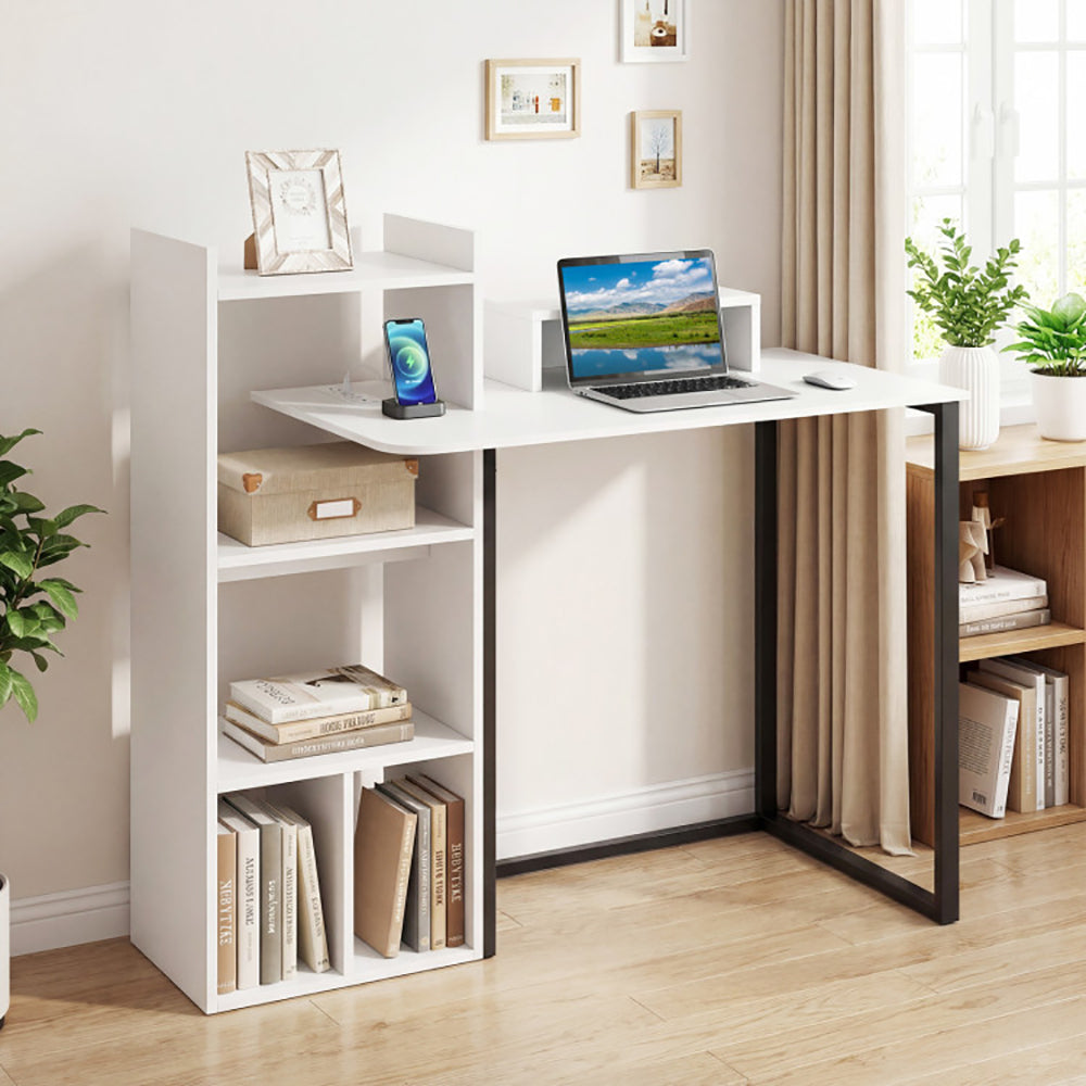 Computer Desk With Charging Station And Ergonomic Monitor Stand With Non-slip Foot Pads For Living Room, Bedroom, Study And Office