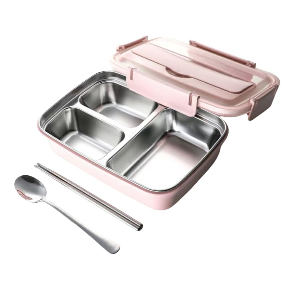 Insulation Lunch Box 3 Compartments Stainless Steel Lunch Container Food Box