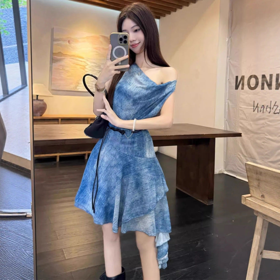 Summer New Light-sophisticated Style Blue Dress