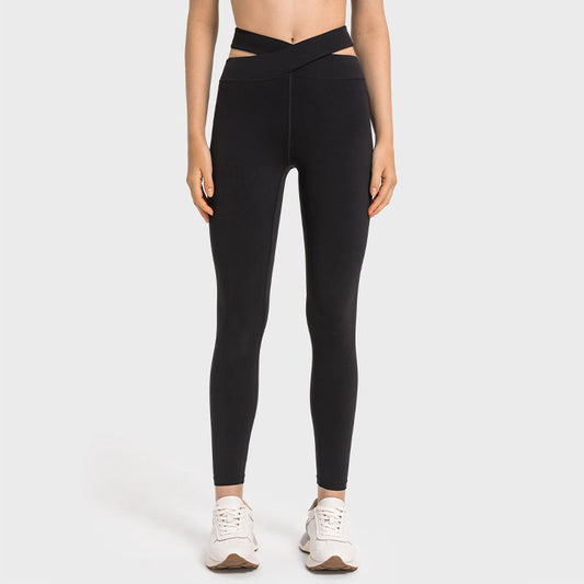 Cross Waist Head Yoga Pants Female Cutout