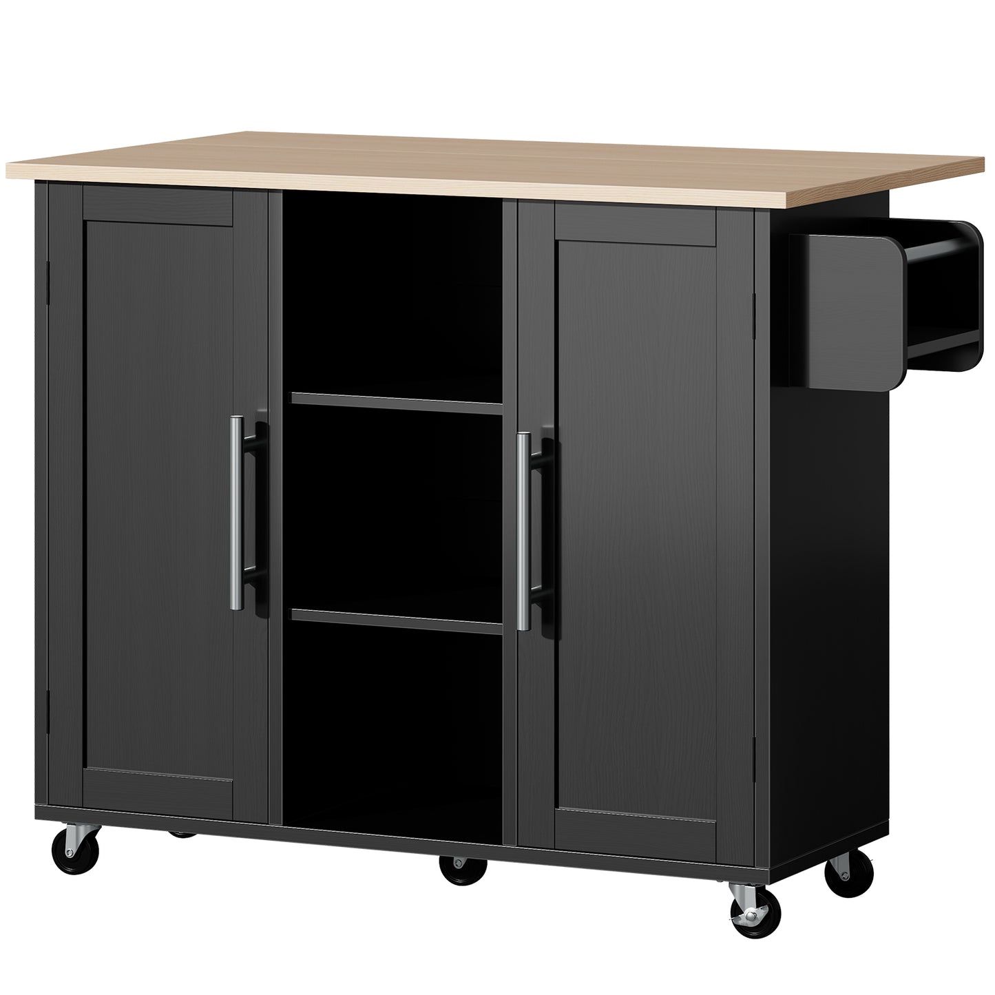 Kitchen Cart With Storage And Drop Leaf Tabletop, Rolling Island On Wheels For Extra Workspace