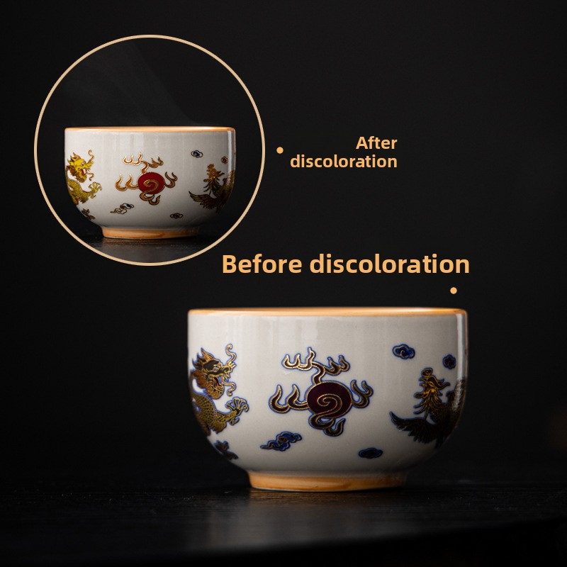 Emperature-sensitive Color-changing Ceramic Tea Cup Gift Box Set, Single Color-changing Tea Cup Gift Box
