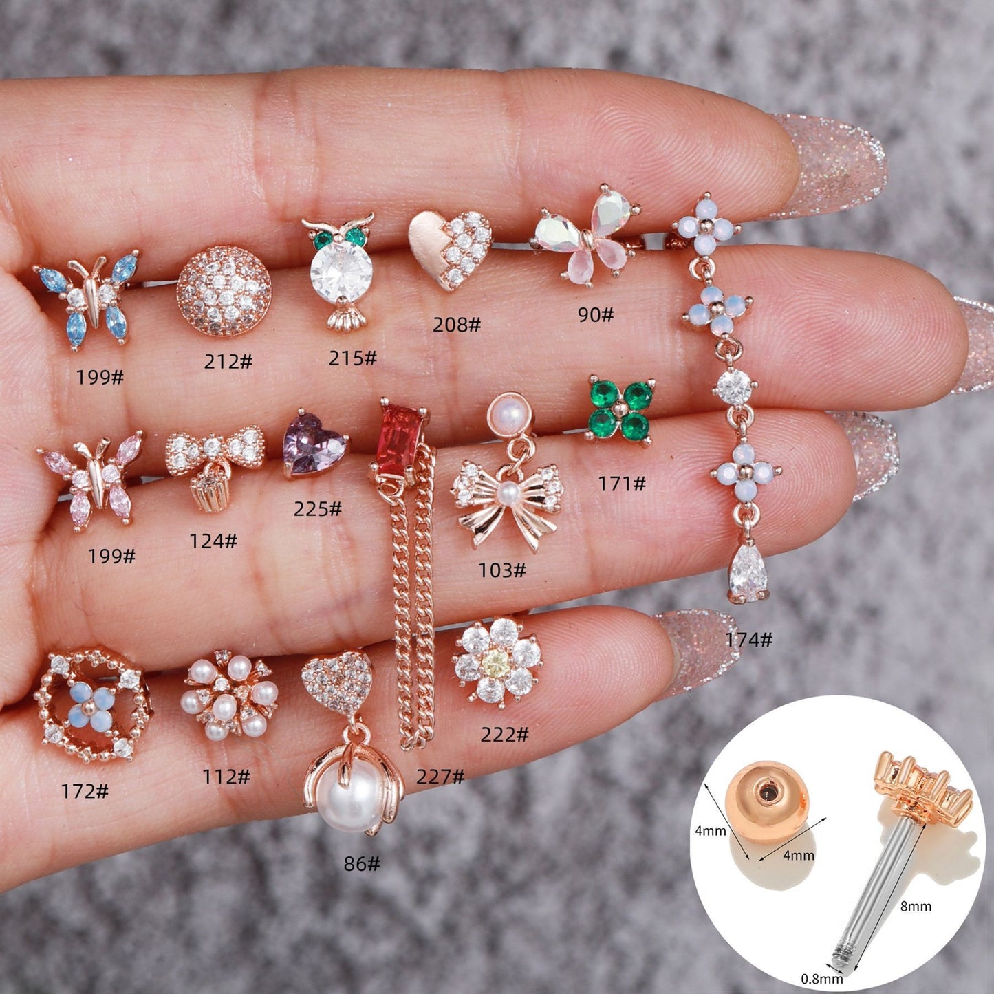 Korean-style Tassel Flower Screw Ball Ear Cartilage Piercing